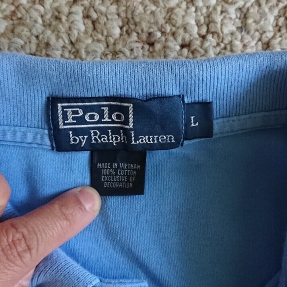Polo Ralph Lauren Mens Light Blue Polo Shirt Large - Picture 7 of 8